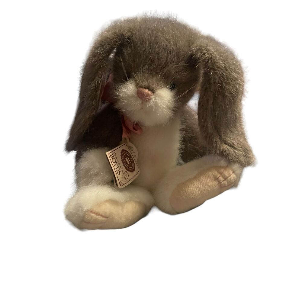 New Boyds Bears Gray Brown Bunny Rabbit Plush Toy Soft Stuffed Animal Small